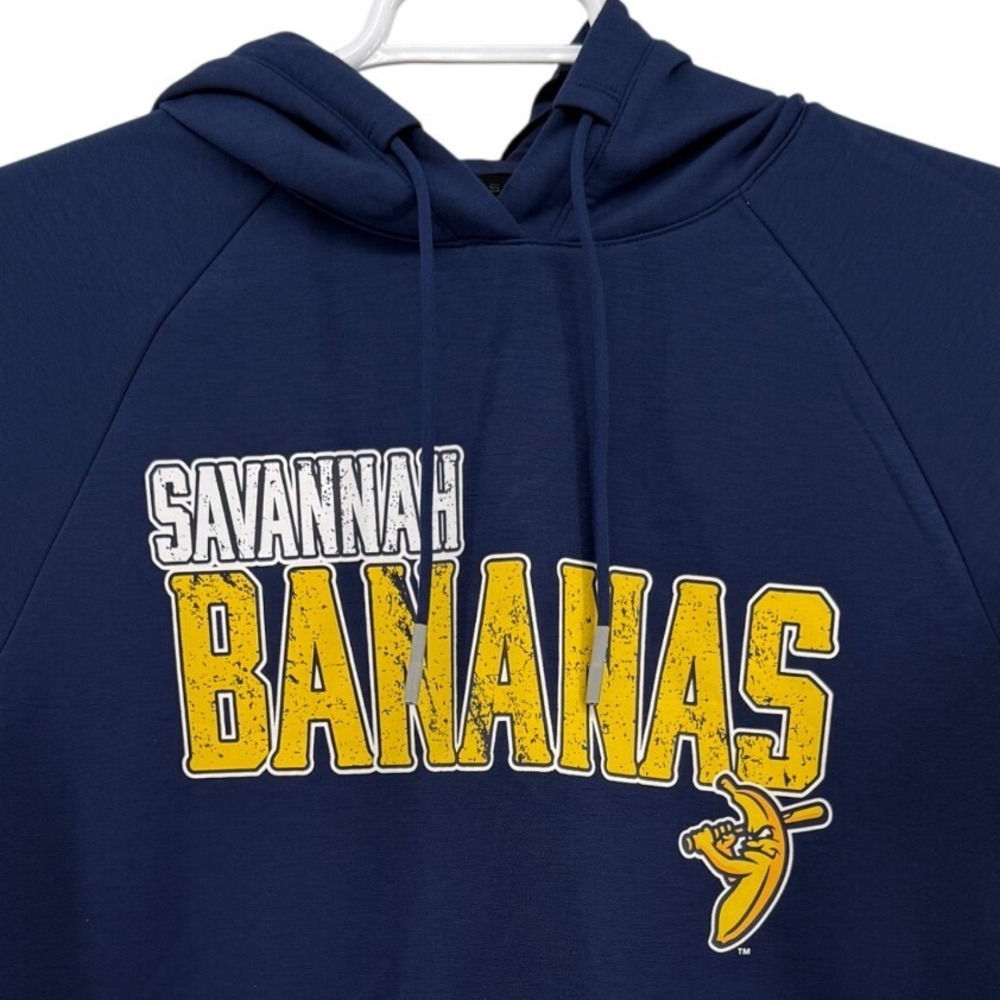 Evoshield Savannah Bananas Navy Blue Short Sleeve Hoodie Mens Medium Snap Vents